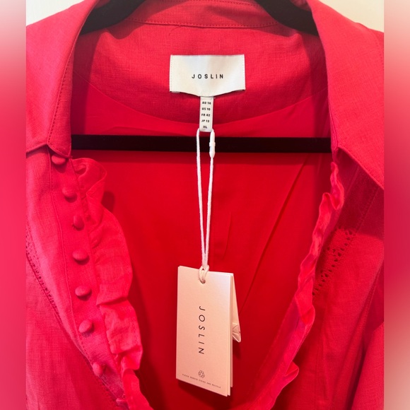 NWT Joslin Amelia Red Linen Wrap Minidress 12 L - Picture 10 of 11
